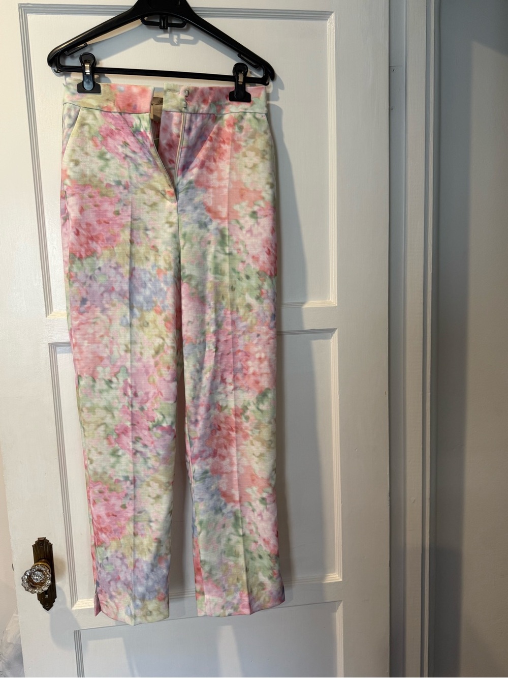 H&M Pastel Floral Cropped Straight-Leg Pants - Pink, Green, Blue